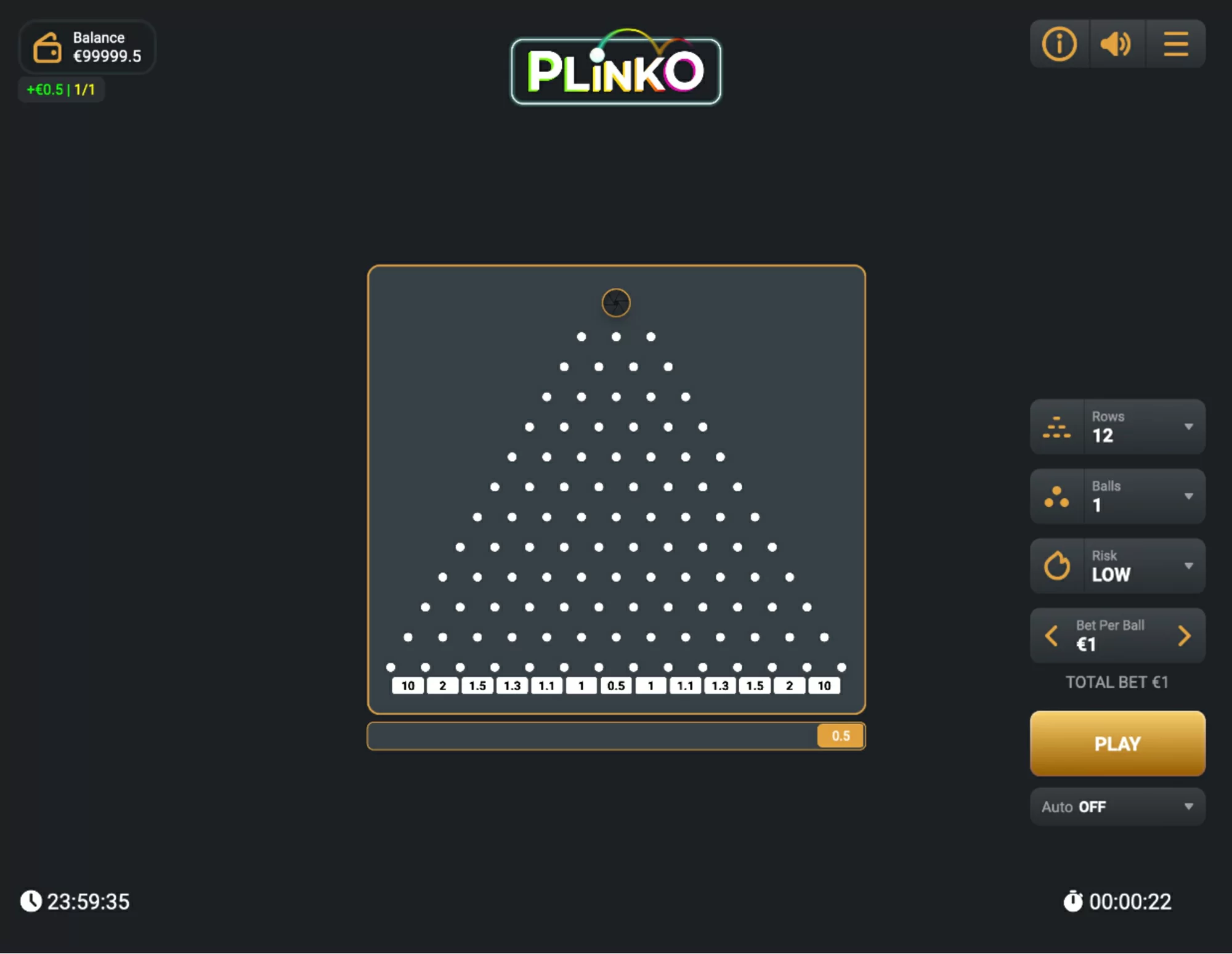 Interfaz Plinko